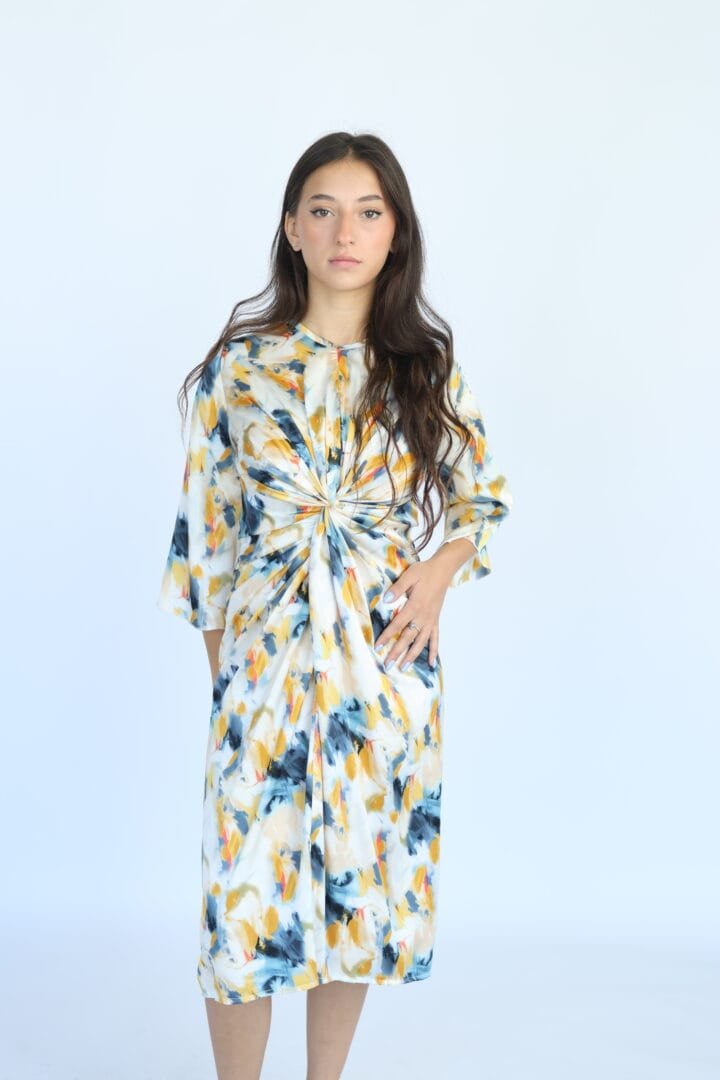 שמלת Leshem צהוב-כחול