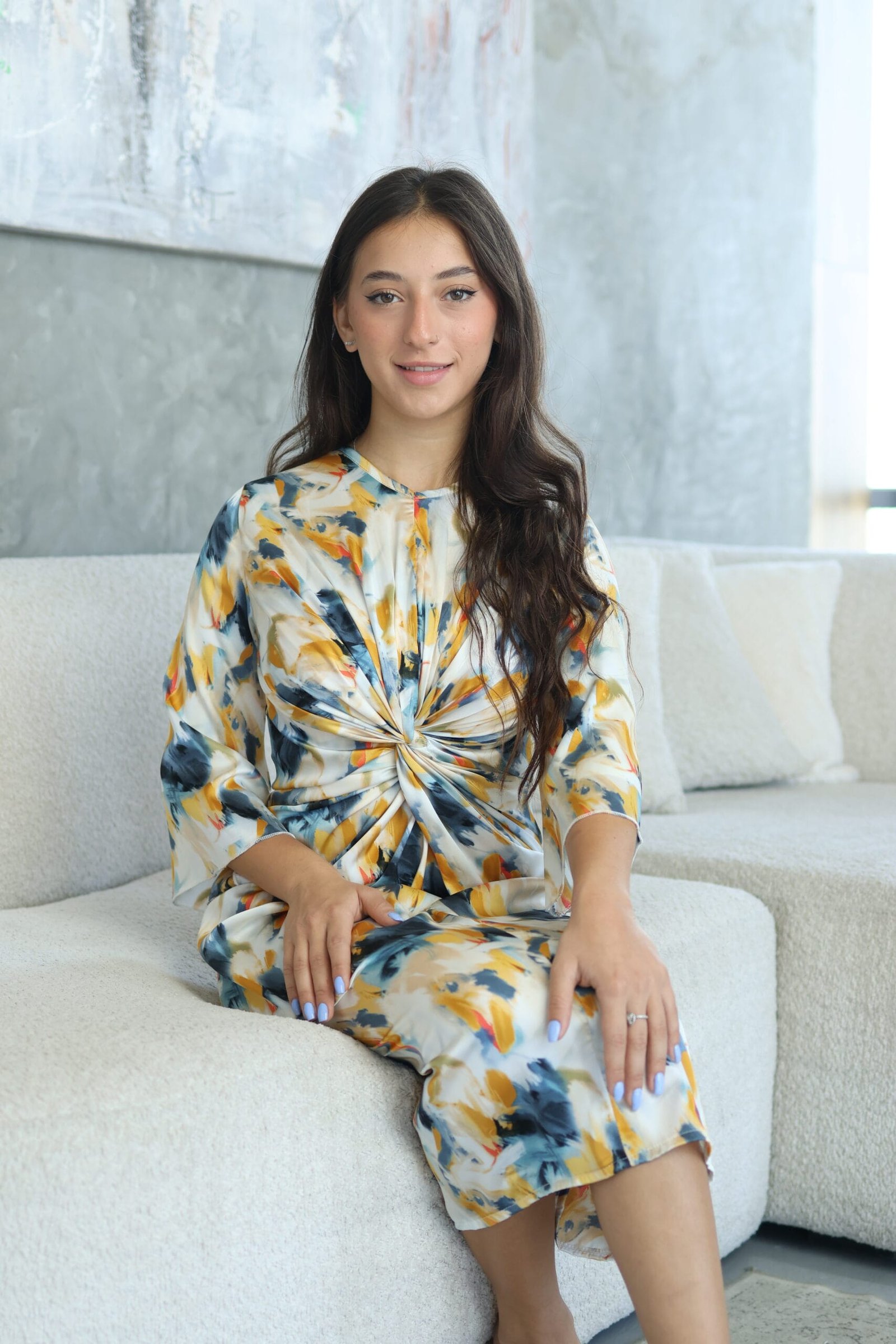 שמלת Leshem צהוב-כחול – תמונה 3